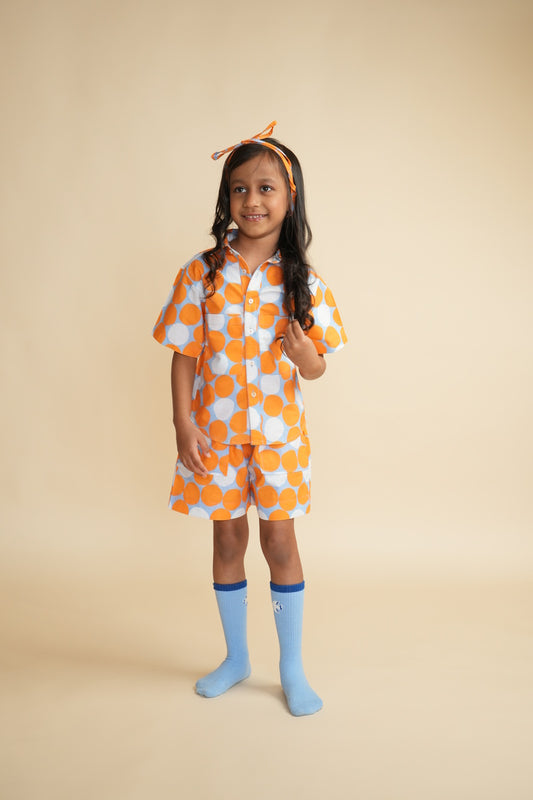 Unisex Cotton Co-ord Set for Kids – Orange Spot Dot