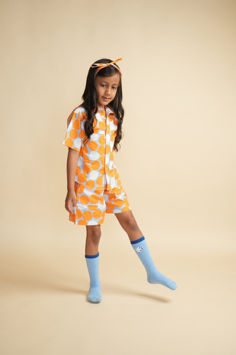 Unisex Cotton Co-ord Set for Kids – Orange Spot Dot