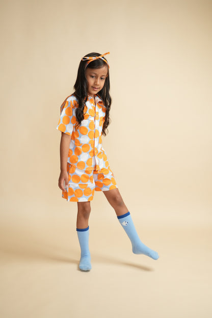 Unisex Cotton Co-ord Set for Kids – Orange Spot Dot