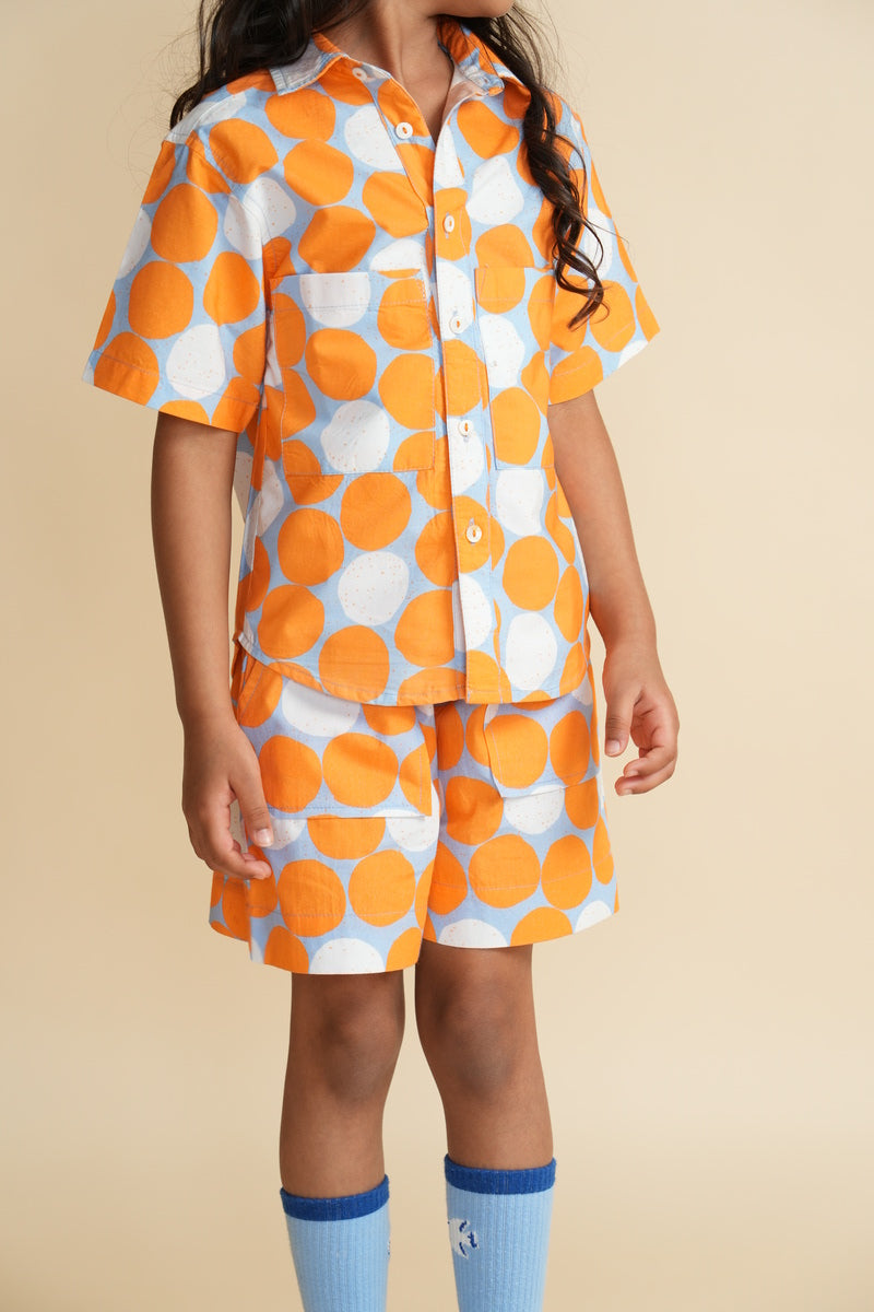 Unisex Cotton Co-ord Set for Kids – Orange Spot Dot