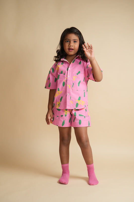 Unisex Cotton Co-ord Set for Kids – Pink Dots and Squiggles