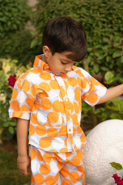 Unisex Cotton Co-ord Set for Kids – Orange Spot Dot