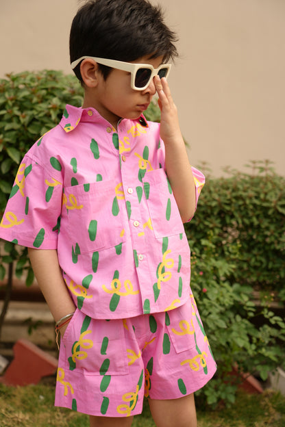 Unisex Cotton Co-ord Set for Kids – Pink Dots and Squiggles