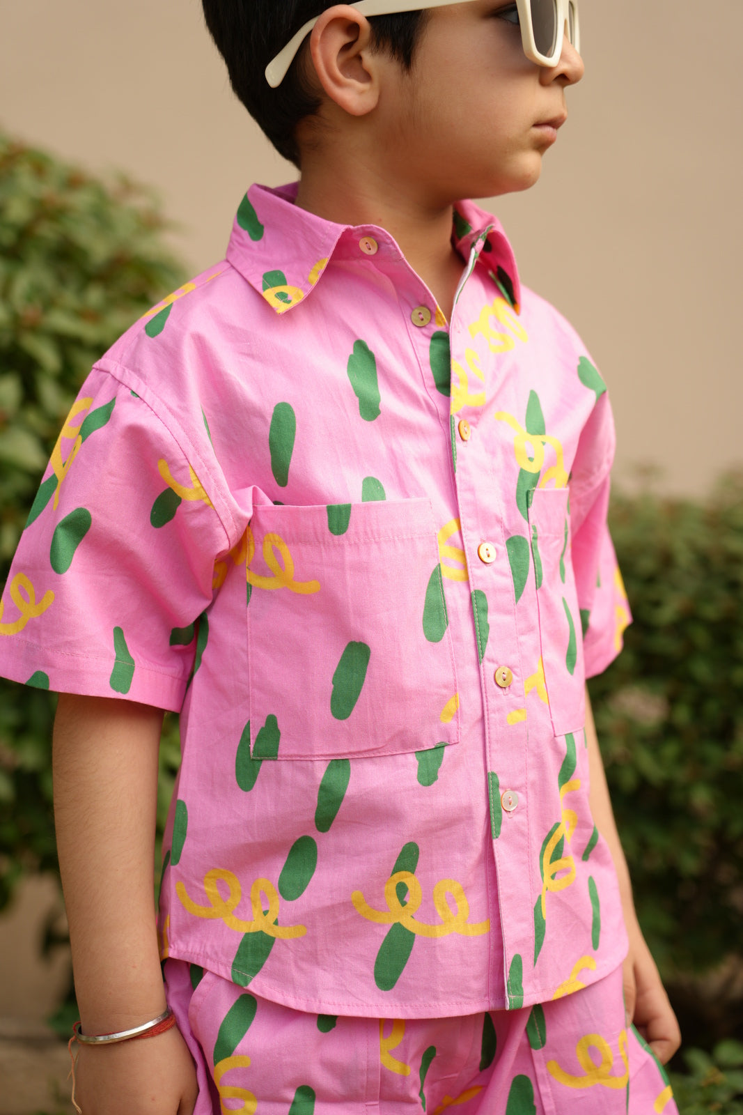 Unisex Cotton Co-ord Set for Kids – Pink Dots and Squiggles