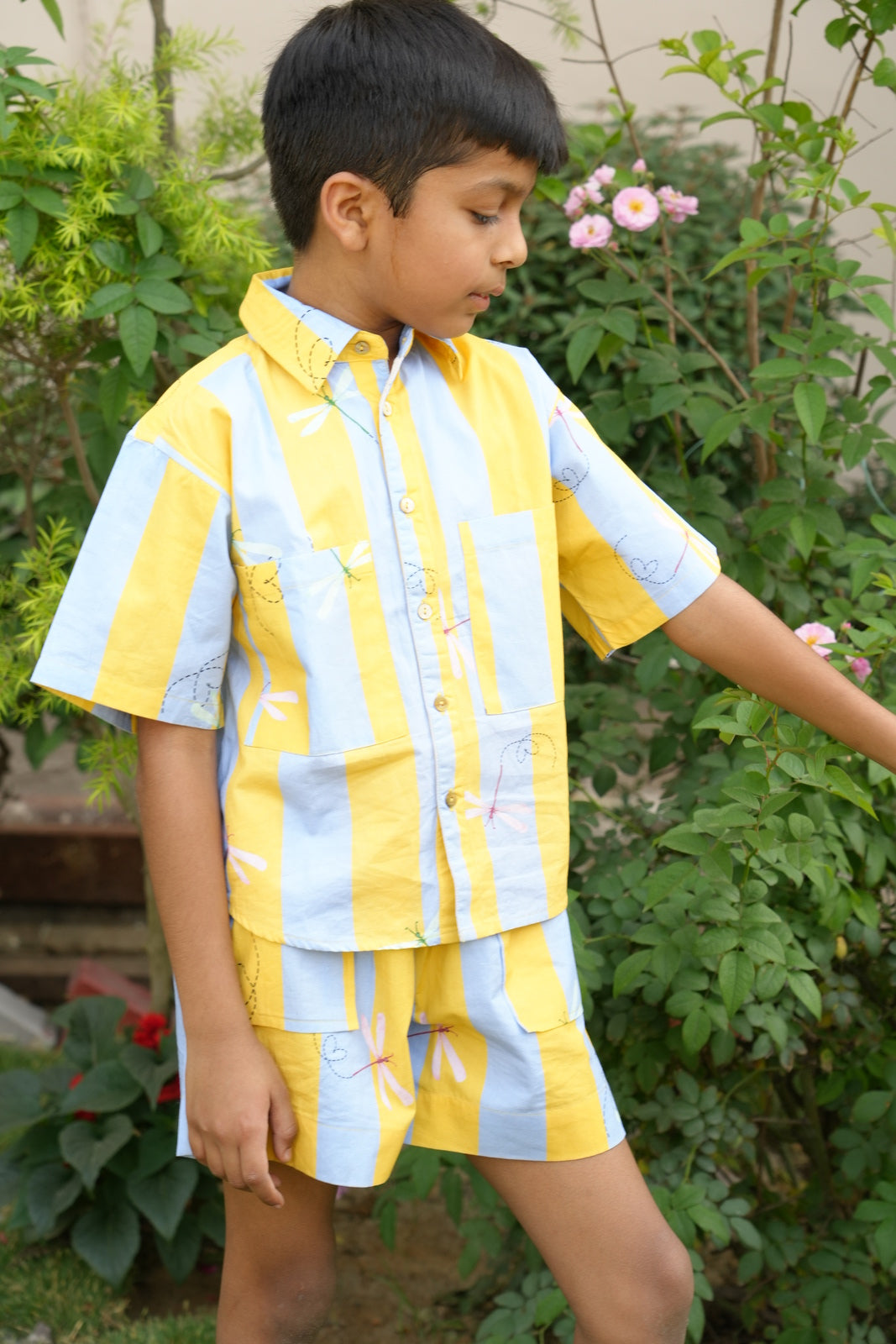 Unisex Cotton Co-ord Set for Kids – Stripes and Dragonflies