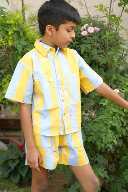 Unisex Cotton Co-ord Set for Kids – Stripes and Dragonflies