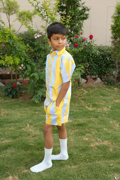 Unisex Cotton Co-ord Set for Kids – Stripes and Dragonflies